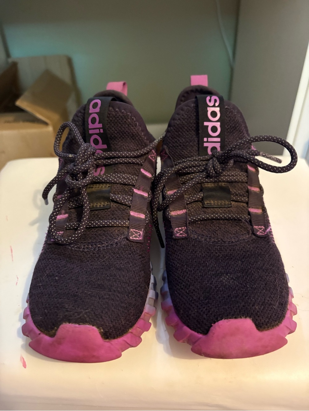 Adidas Kaptir Kids Black & Purple Knit Sneakers - Picture 3 of 6